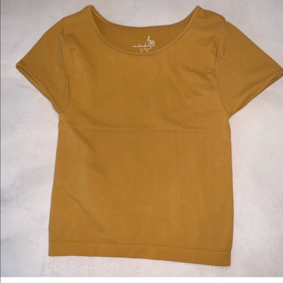 NWOT Free People Cap Sleeve Seamless Crop Canary - Picture 3 of 5